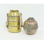 Middle Eastern tinned brass Tiffin and spice box