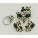 Vintage Costume jewelry set in white metal