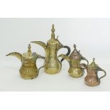 Middle Eastern / Arabic tinned brass and copper coffee pots - Dallahs