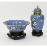 Chinese cloisonné jar and bowl
