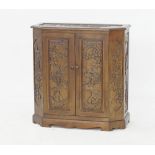 Chinese carved stained wood cabinet