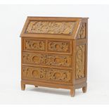 Chinese carved hardwood secretaire / bureau / cabinet