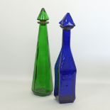 Two Syrian or Hebron coloured glass decanters