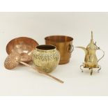 A collection of vintage copper and brass ware