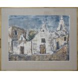 →Michael A. Michaeledes (Cypriot active in the UK 1923-2015) Church in a Greek island of Cyclades,