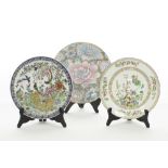 Three Chinese and Japanese decorative hand painted porcelain chargers