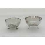 A pair of Cypriot silver one cartouche bowls