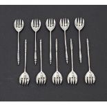 A set of ten Cypriot silver sweetmeat forks