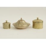 A Middle Eastern tinned brass lidded food dish