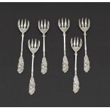 A Cypriot set of six silver sweetmeat forks