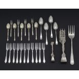 A collection of silver plated sweetmeat spoons and forks