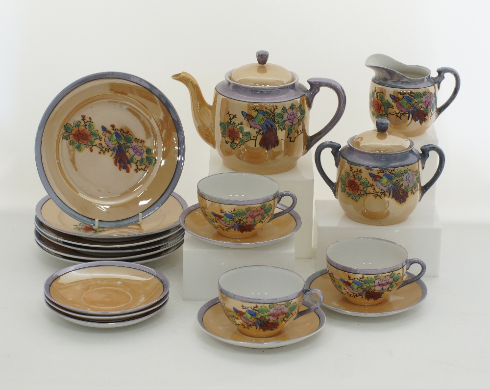 A Japanese luster porcelain tea set