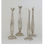 Two pairs of Middle Eastern silver plated bud vases