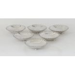 A Cypriot set of six silver sweetmeat dishes