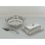 A silver plated Art Deco shallow muffin basket