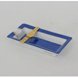 A Dupont limited edition blue, white and gold porcelain cigar ashtray by Limoges