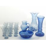 A collection of Syrian or Hebron glasses, pitchers and vases