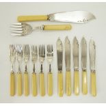 An English set of silver plated fish cutlery