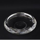 A round colourless crystal ashtray