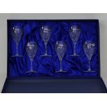 A set of six Royal Doulton 'Juliette' cut crystal stemmed wine glasses