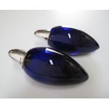 A pair of blue crystal and silver plated salt & pepper shakers