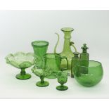 A collection of Syrian or Hebron bowls, tazzas, bottles and decanters