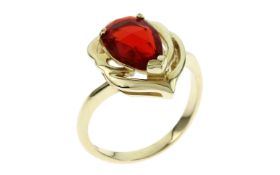 Ring 585/- 4.61 gr. Gelbgold mit Glasstein Ringgroesse 56