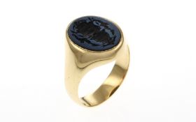 Ring 750/- 10.20 gr. Gelbgold mit Lagenstein Ringgroesse 59