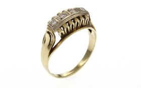 Ring 585/- 4.42 gr. Gelbgold und Weissgold mit Diamanten 0.16 ct F/vs. Ringgroesse 59