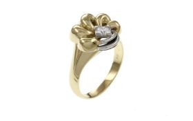 Ring 585/- Gelbgold und Weissgold mit Diamant 0.22 ct F/vs1  7.02 gr Ringgroesse 62