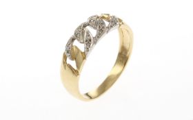 Ring 3.16 g 585/- Gelbgold und Weissgold mit Diamanten Ringgroesse 60