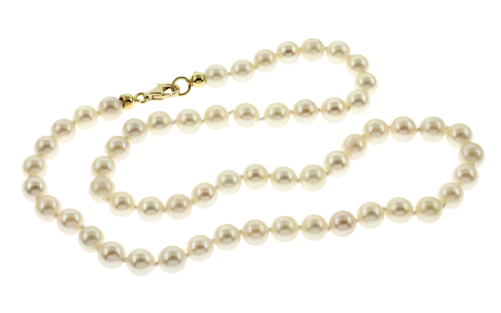 Perlenkette mit 925/- Silberverschluss vergoldet Laenge 41.00 cm