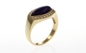 Ring 585/- 6.08 gr. Gelbgold mit Zirkonia und Quarz Ringgroesse 58