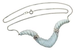 Collier 585/- 15.40 gr. Weissgold mit Aquamarin Laenge 39.00 cm 