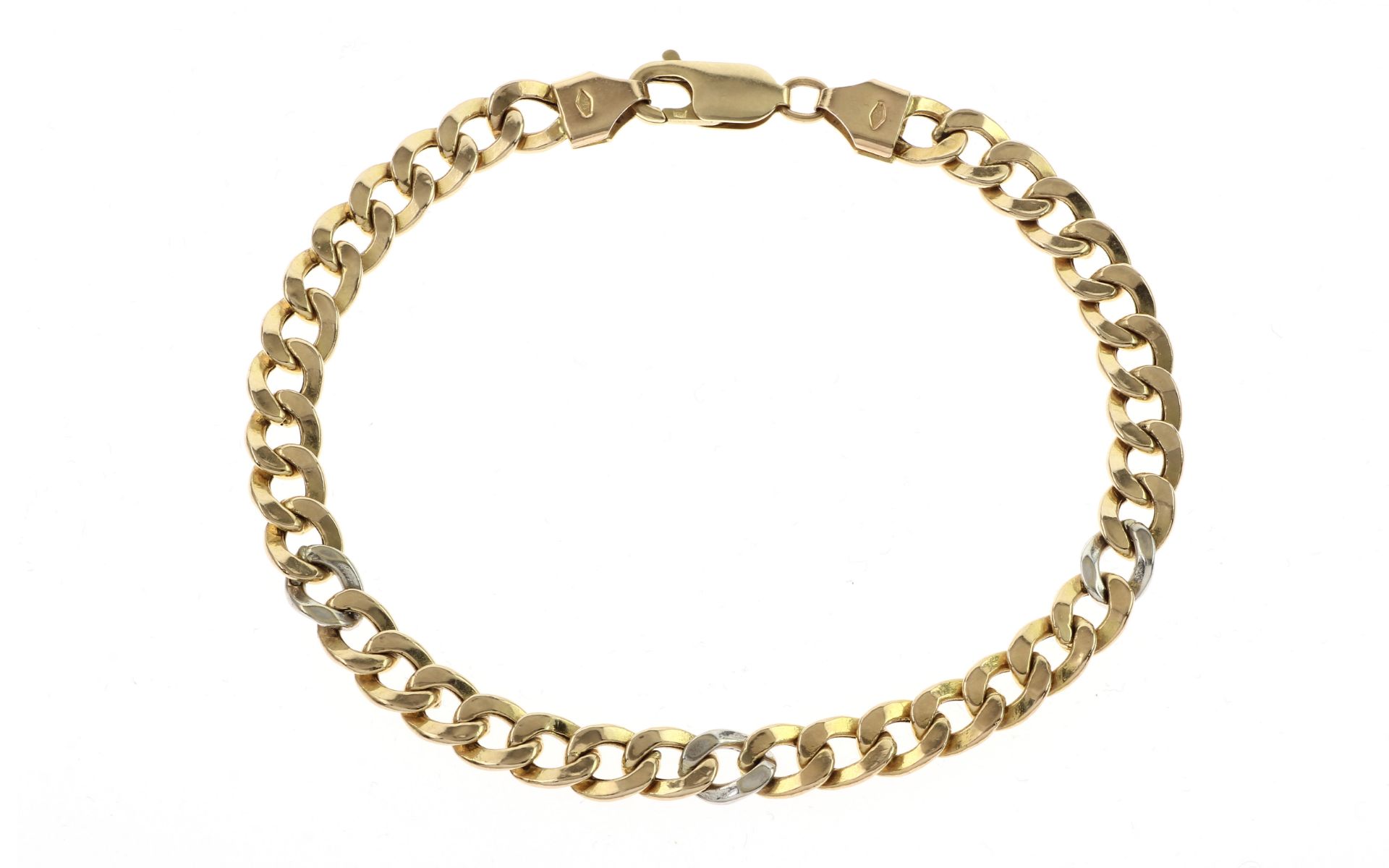 Panzerarmband 7.46 g 585/- Gelbgold und Weissgold mit Diamanten Laenge 20.00 cm