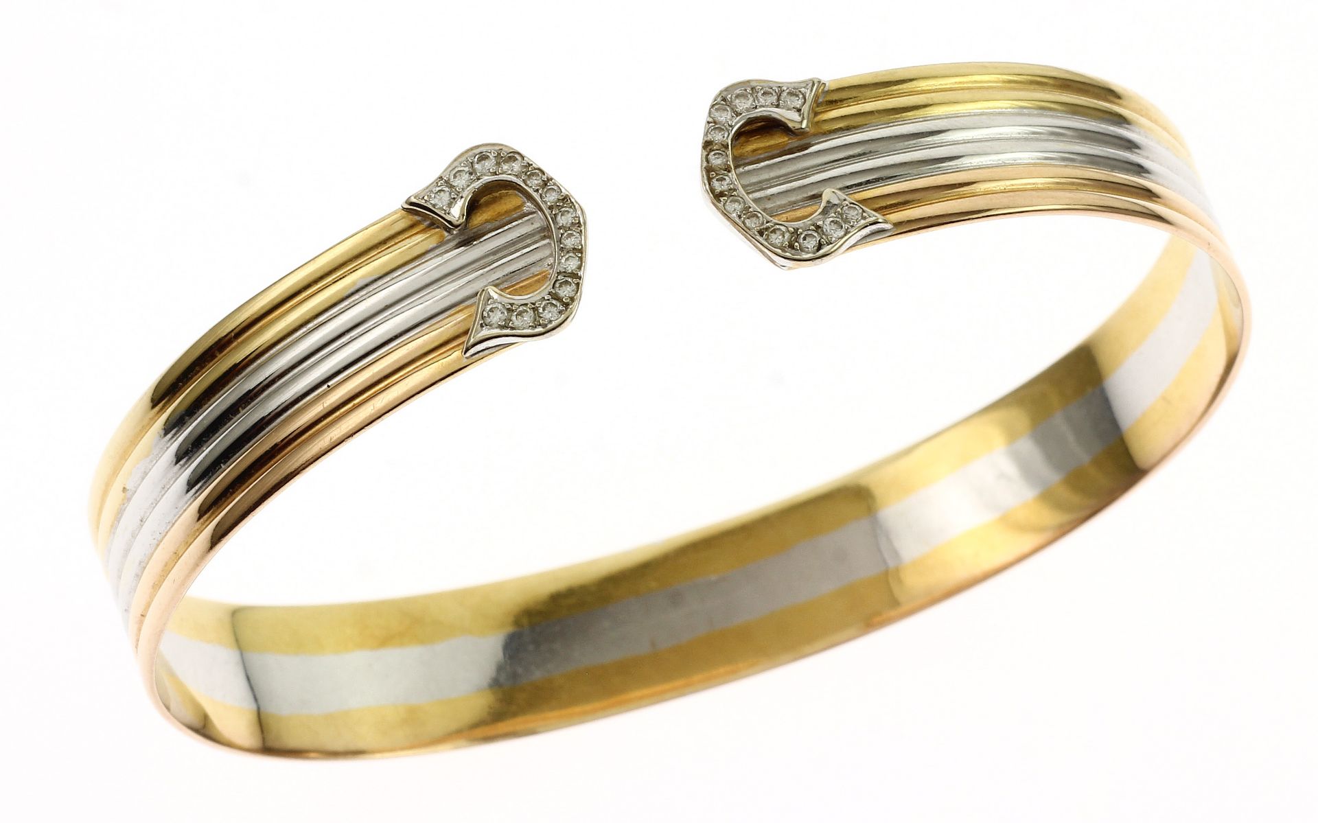 Armreifen 18.13 g 750/- Gelbgold Weissgold und Rotgold mit Diamanten