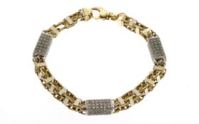 Koenigsarmband 34.84 g 585/- Gelbgold und Weissgold mit Zirkone Laenge 24.00 cm