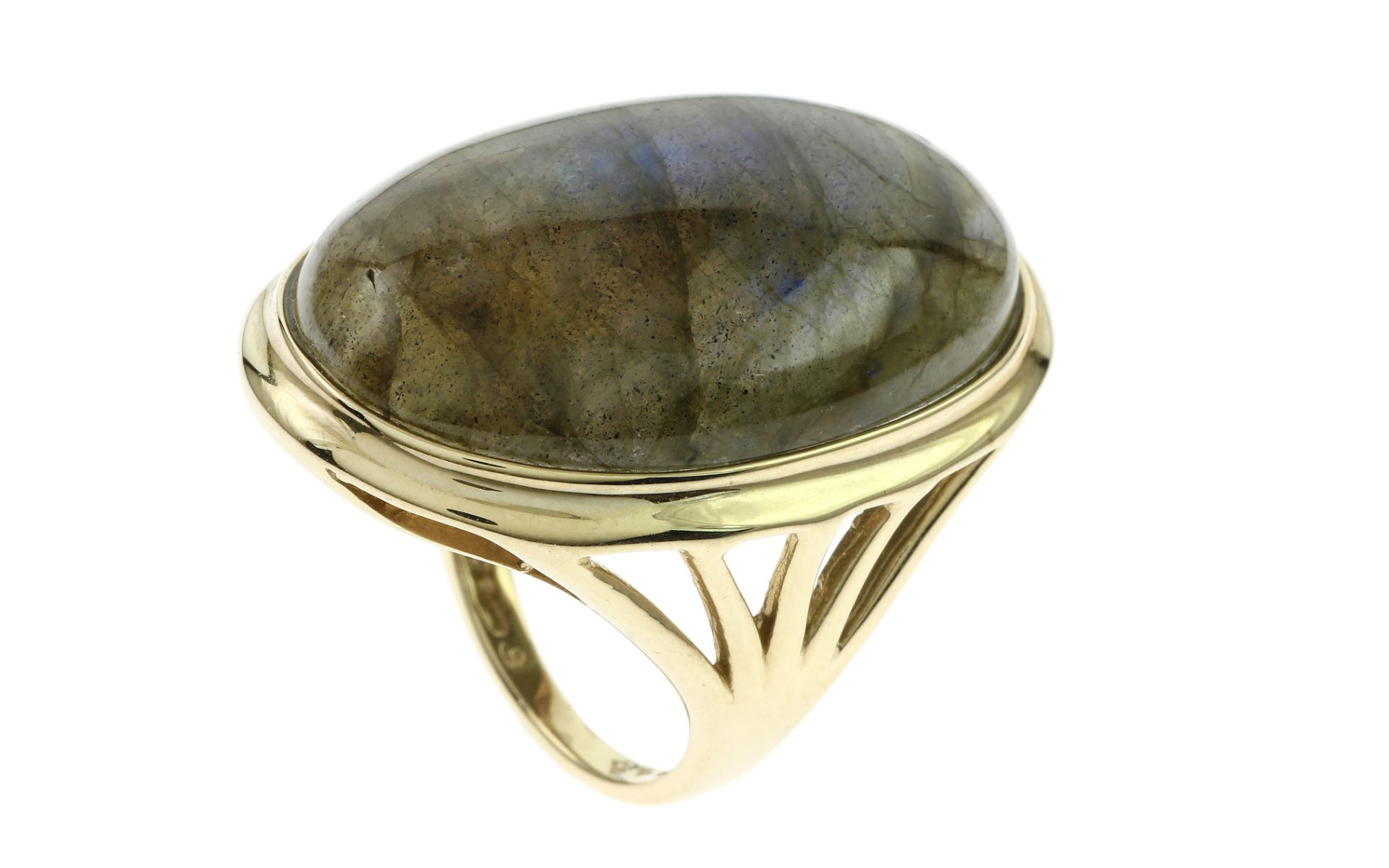 Ring 375/- 13.63 gr. Gelbgold mit Mondstein Ringgroesse 57