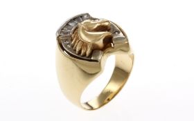 Ring 10.88 g 585/- Gelbgold und Weissgold mit Zirkone Ringgroesse 61