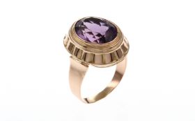 Ring 585/- 8.47 gr. Gelbgold und RosÃ¨gold mit Amethyst Ringgroesse 60