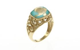 Ring 5.76 g 375/- Gelbgold mit Farbstein Ringgroesse 57