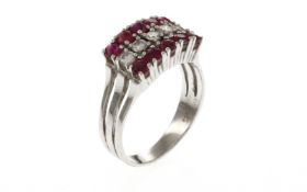 Ring 585/- 4.90 gr. Weissgold mit Diamanten F/vs 0.40 ct und Rubinen 0.80 ct Ringgroesse 56