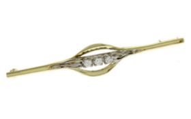 Brosche 585/- 4.38 gr. Gelbgold und Weissgold mit Diamanten ca. 0.24 ct F/vs