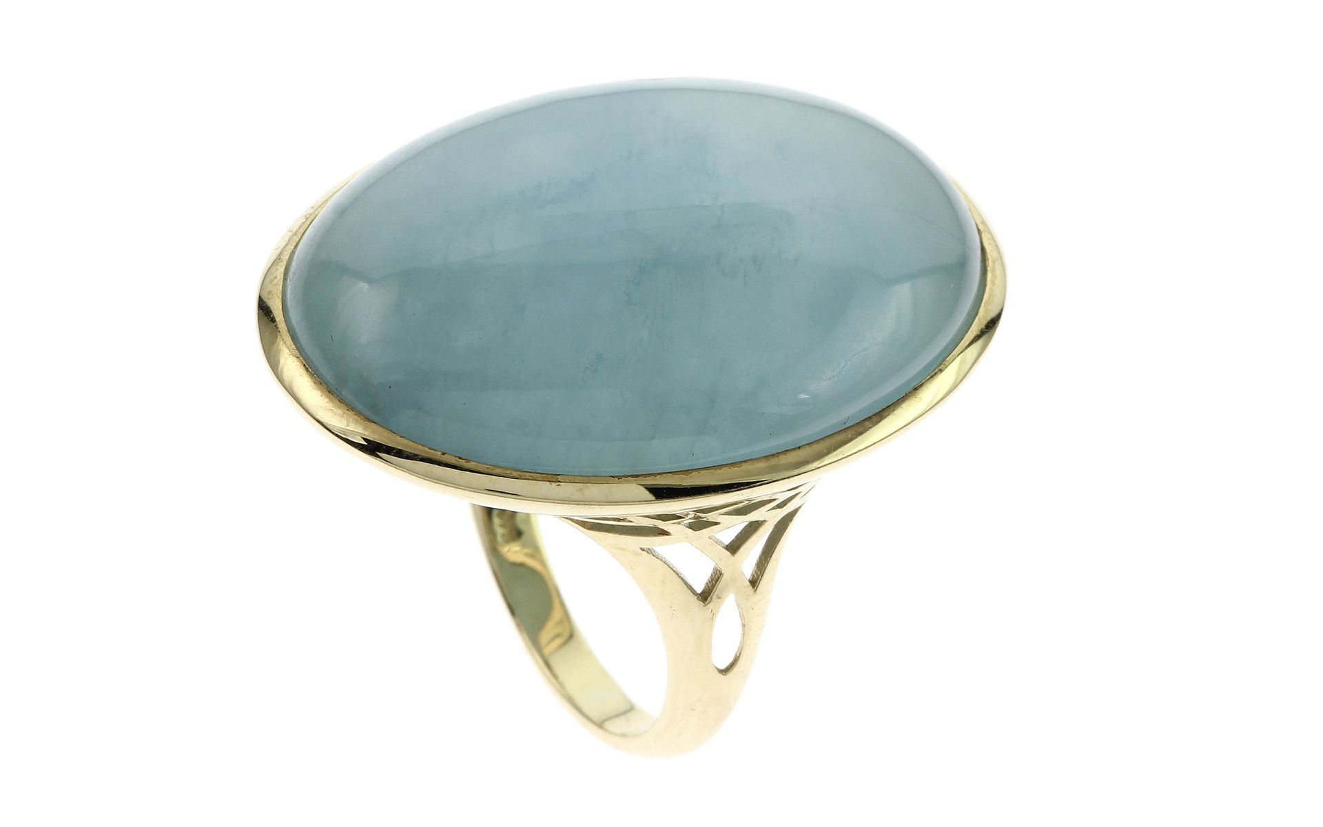 Ring 375/- Gelbgold mit Aquamarin Ringgroesse 56