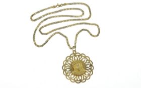 Kette mit Anhaenger 19.68 g 585/- Gelbgold und Weissgold Laenge 55.00 cm