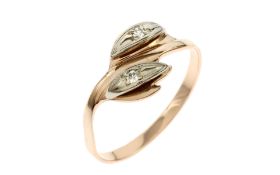 Ring 585/- 2.18 gr. Rotgold und Weissgold mit Diamanten H/si 0.04 ct Ringgroesse 59