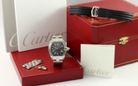 Cartier Roadstar Ref. 550078 MX Automatik Edelstahl mit Ersatzband. Box und Papiere