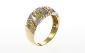 Ring 5.37 g 585/- Gelbgold und Weissgold mit Diamanten 8/8 Schliff H/si Ringgroesse 61