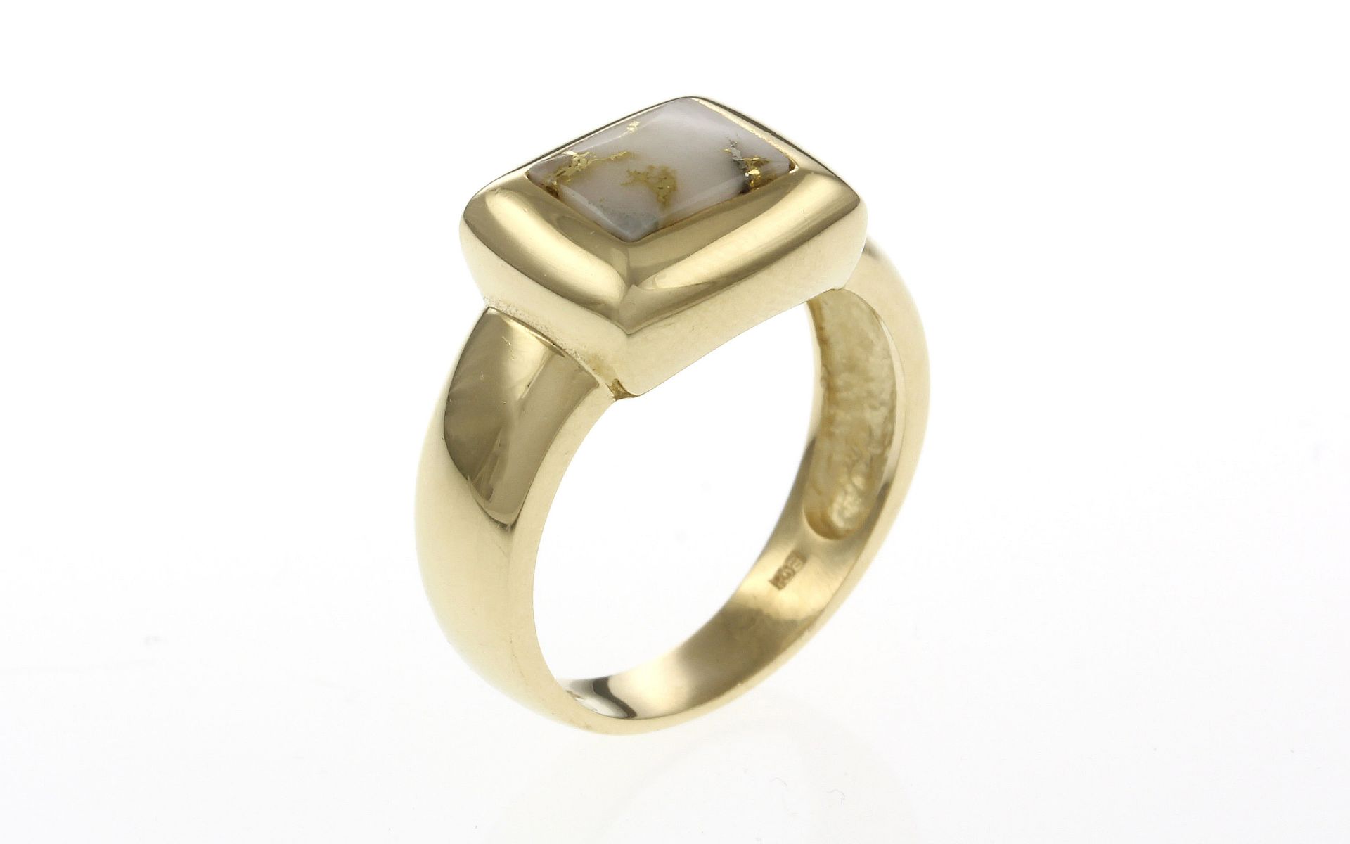 Ring 585/- 5.57 gr. Gelbgold mit Bergkristall Ringgroesse 57