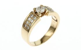 CHRIST Ring 5.71g 585/- Gelbgold mit 1 Diamant 0.35 ct. G/vs und 16 Diamanten zus. ca. 0.40 ct. G/vs